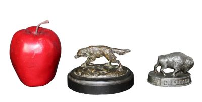 Lot of 2 French miniature bronze sculptures. Early 20th century.3"h x 4"w and 2 1/2"h x 2 1/2"W