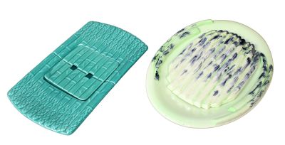 Lot of 2 French ceramic asparagus platters - 1 Villauris Limoges. Lot of 2 French ceramic 