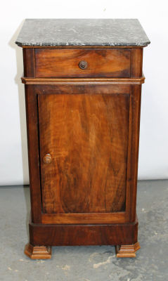Louis Philippe chevet with marble top. Late 19th century. 29 1/2"h x 15 1/4"w x 13 1/4"d