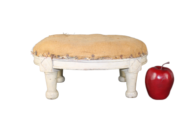 French miniature Louis XVI style painted foot stool. Early 20th century. 6 1/4"h x 13 3/4"l x 