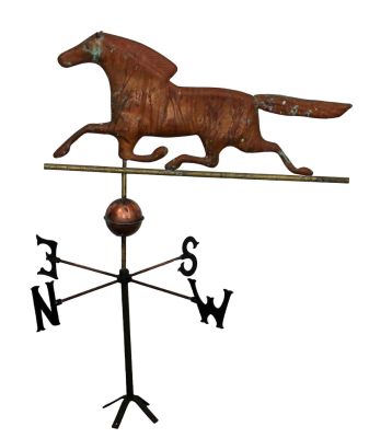 Copper horse form weathervane. Mid 20th century. 42"h x 37"w x 18"d