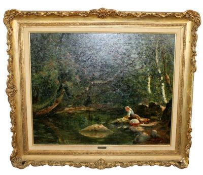 Ricardo Diaque (1853-1925) oil on canvas painting. Ricardo Diaque (1853-1925) oil on canvas 