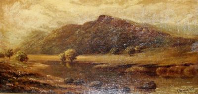 T. Hargreaves oil on board painting mountain landscape. Oil on board painting mountain landscape 