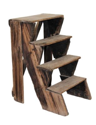 French Provincial pine step ladder. Early 20th century. 30 1/4"h x 23 1/2"w x 19 3/4"d