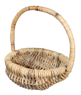 French woven gathering basket with handle. Large French woven gathering basket with handle. Mid 