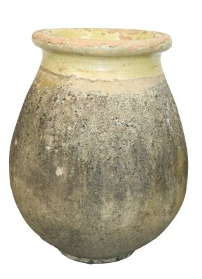 French 19th c terra cotta biot jar. French 19th c slip glazed terra cotta biot jar. Overall 22 