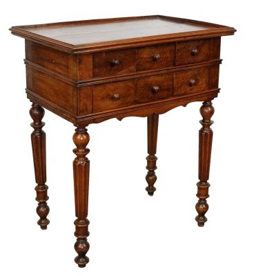 French multi drawer side table chest on legs. French multi drawer side table chest on fluted 