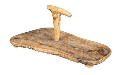 French olive wood cutting board with handle 5 3/4" h x 13 3/4" l x 8 1/2" w