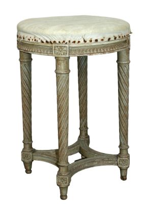 French Louis XVI style round stool. French Louis XVI style round seat stool in painted finish. 