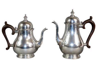 Fisher sterling silver George III tea & coffee pots. Fisher sterling silver George III tea &amp; 