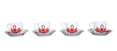 Set of 4 Haviland Limoges Brandebourg porcelain demi-tasse cups & saucers. Set of 4 Haviland 