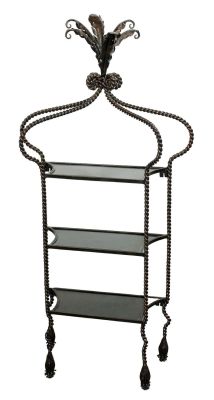 Maitland Smith twisted iron etagere. Maitland Smith (unmarked) twisted iron etagere. Late 20th 
