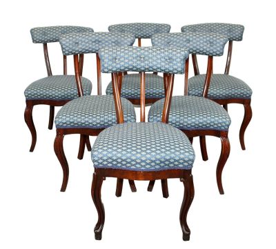 Lot of 6 Swedish curved back Klimos dining chairs. Lot of 6 Swedish upholstered curved back 