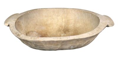 Large French wooden dough bowl with handles 7 1/4" x 28" w x 19" d