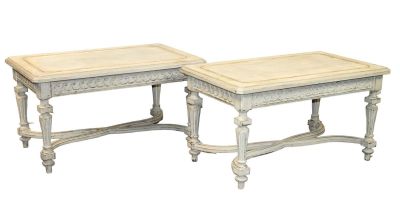 Pair of French Louis XVI style painted coffee tables. Pair of French Louis XVI painted coffee 