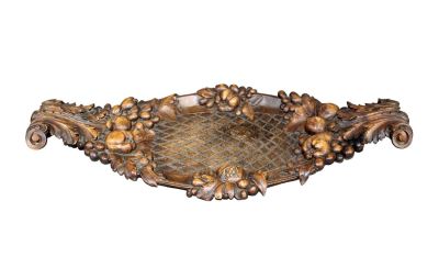 French relief carved walnut tray. French walnut tray relief with carved fruit. Maker's initials 