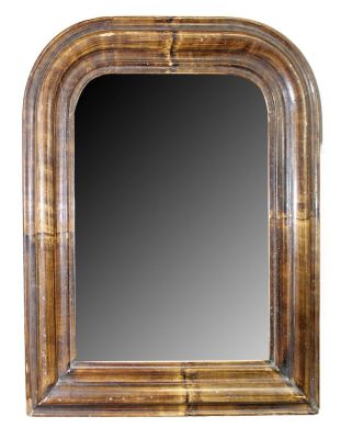 French petite Louis Philippe mirror with painted faux bois finish. 19th century. 19" h x 15 