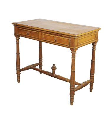 Faux faux bamboo bureau plat desk in pine. Early 20th century. 29 1/4"h x 35 1/2"w x 19"d 