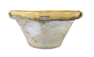 French glazed terracotta tian bowl. Late 19th century. 7 3/4" h x 17 1/2" w x 16 1/4" diam