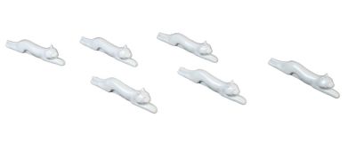 Lot of 6 French ceramic cat form knife rests. 5"l