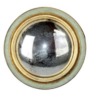 Vintage Spanish butler's mirror with convex glass. Painted mirror. Mirror is distressed from 