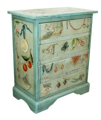 Horchow trompe l'oeil painted 4 drawer chest of drawers. Late 20th century. 35 3/4"h x 31 1/2"w 