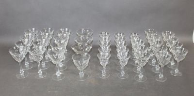 Lot of 40 Moser (unmarked) Lady Hamilton crystal glasses. Lot of 40 pieces Moser (unmarked) Lady 