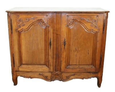 French Louis XV walnut 2 door buffet bas. Early 19th century. 45 1/4"h x 56"w x 25"d