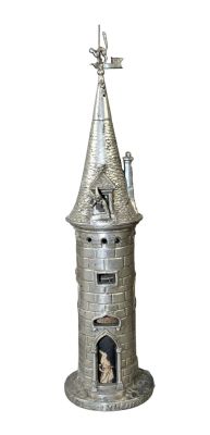 French silverplated tower form hygrometer. Originally used in the wool trade. Circa 1900. 10" h 