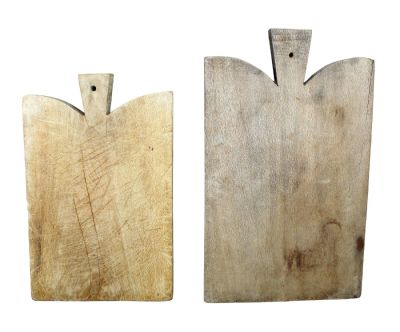 Lot of 2 French cutting boards. 15 3/4" h x 9 1/2" w and 13 1/4" h x 8 3/4" w