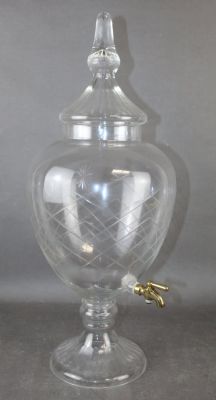 Etched glass apothecary jar. 24 1/4"h x 9"dia