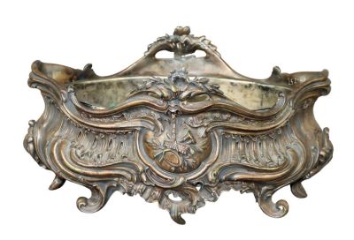 French Louis XVI style bronze jardiniere. 7"h x 13 1/2"l x 8 1/2"d