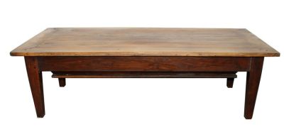 Antique French Provincial petrin coffee table in walnut. 19th century. 19 1/4"h x 65 1/4"w x 30 