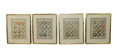 Lot of 4 French book plates with porcelain plates Overall (each approx): 23 1/4" h x 18 7/8" w 