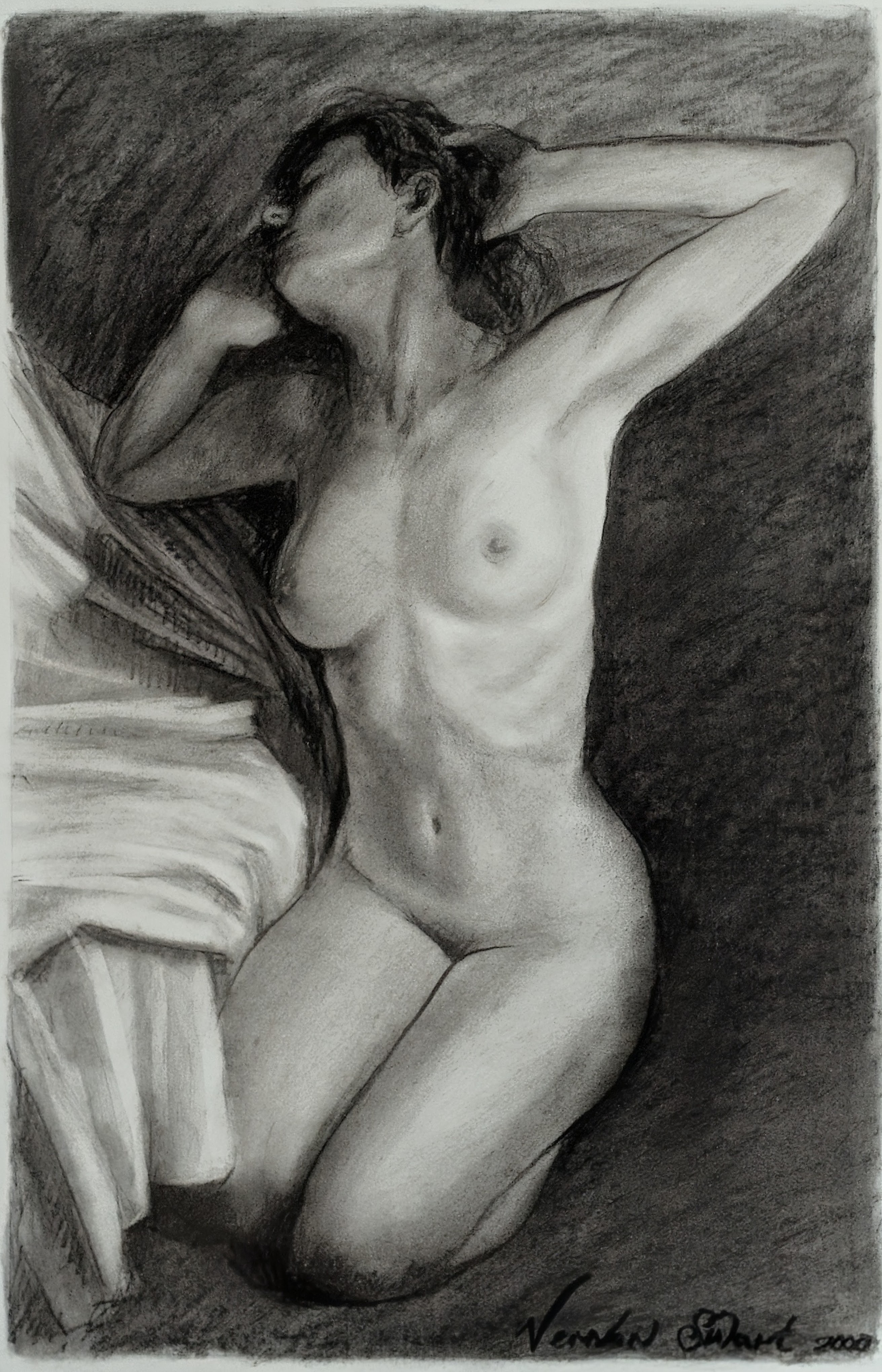 Vernon Swart (South African, b.1959), nude study, pastel drawing