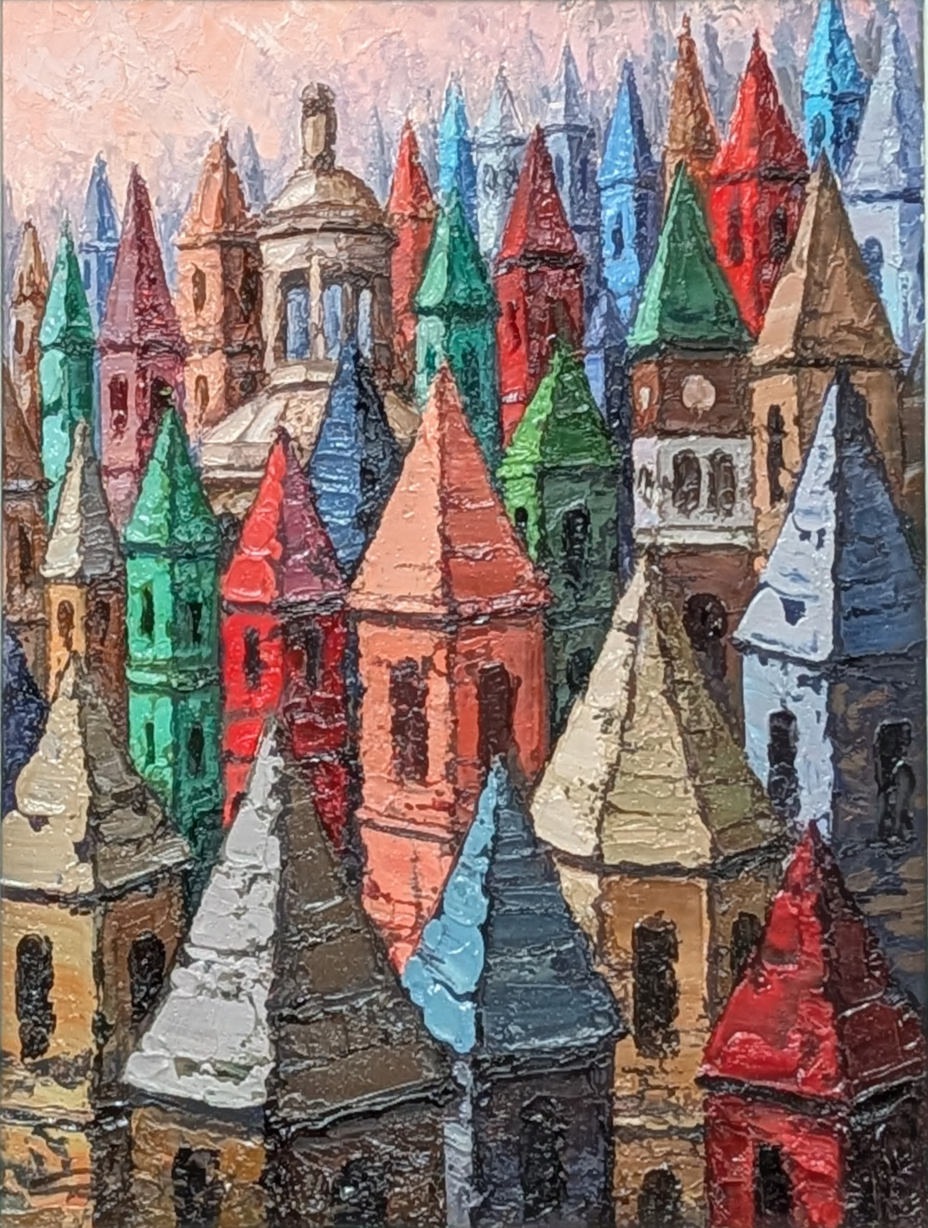 Roberto Comelli (Italian, b.1951), Progressione Izchitettomica, oil on canvas