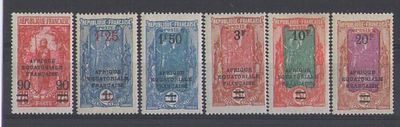 Французские колонии. Экваториальная Африка 1926-27гг. YVERT № 100-105.Состояние *