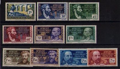 Французские колонии. Экваториальная Африка 1939г. YVERT № 77-86.Состояние **