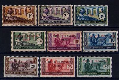 Французские колонии. Экваториальная Африка 1940г. YVERT № 92-100.(без 94 А).Состояние */**
