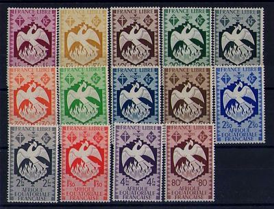 Французские колонии. Экваториальная Африка 1941г. YVERT № 141-154.Состояние **