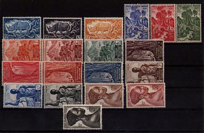 Французские колонии. Экваториальная Африка 1947г. YVERT № 208-226.Состояние **