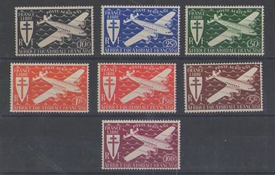 Французские колонии. Экваториальная Африка 1937г. YVERT №1-8, авиа.Состояние **
