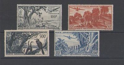Французские колонии. Экваториальная Африка 1947г. YVERT №50-53, авиа.Состояние **