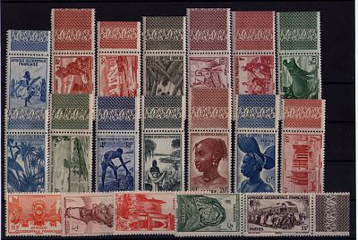Французские колонии. Западная Африка 1947 г.YVERT №24-42 , все марки с полями .Состояние **