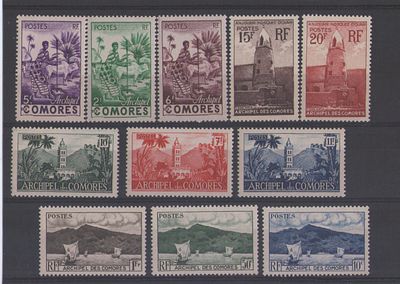 Французские колонии. Коморские о-ва 1950 г.YVERT № 1-11 .Состояние*/ **