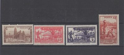 Французские колонии. Кот-д’Ивуар 1944 г.YVERT №171-174 .Состояние **