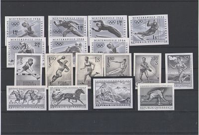 Австрия . Лот из 17 марок в черном цвете . Олимпийские игры. Спорт.