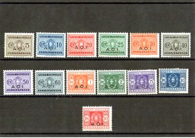 Итальянские колонии. Восточная Африка 1941 г. Mi № 1-13 ( служеб.).Состояние */**