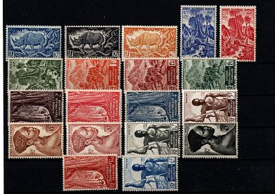 Французские колонии. Экваториальная Африка 1947г. YVERT №208-226.Состояние **
