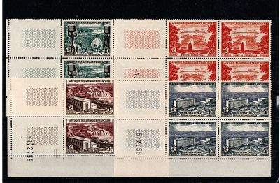Французские колонии. Экваториальная Африка 1956 г. YVERT №232-235. квартблоки. Состояние **